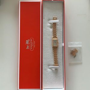 17mm Small Rectangular Rose Gold Coach Watch